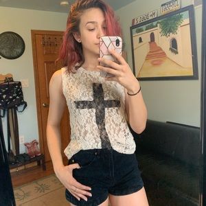 Lace cross top